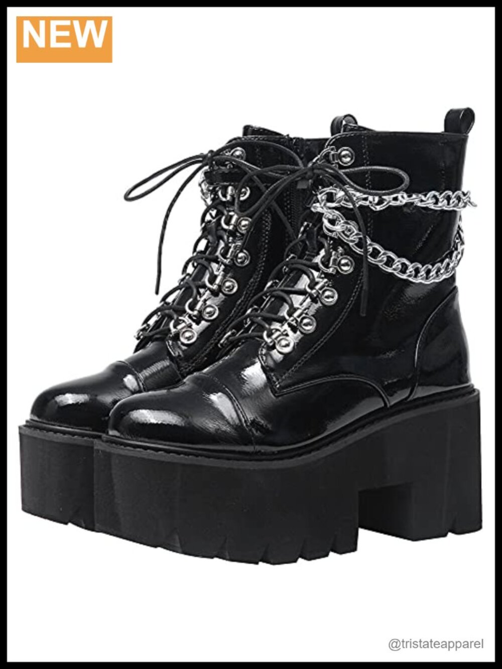 Women's Platform Ankle Boots Goth Combat Booties with Studded Details